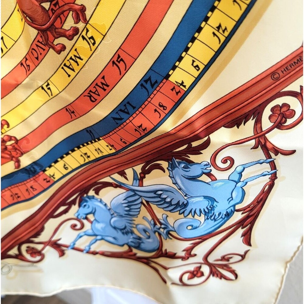 RARE VINTAGE HERMES Silk Scarf "Dies et Hore" Astrologie Classic Care' 90 Mint - Picture 13 of 16